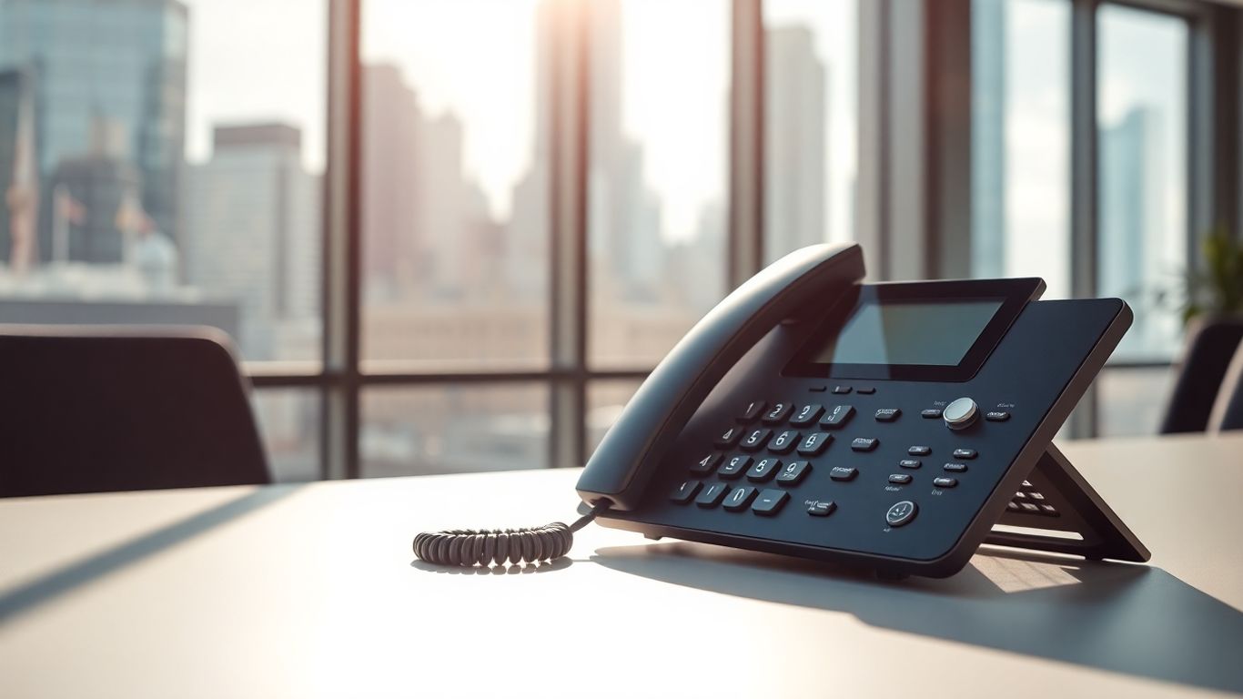 8x8 auto attendant phone system in a Canadian business office.