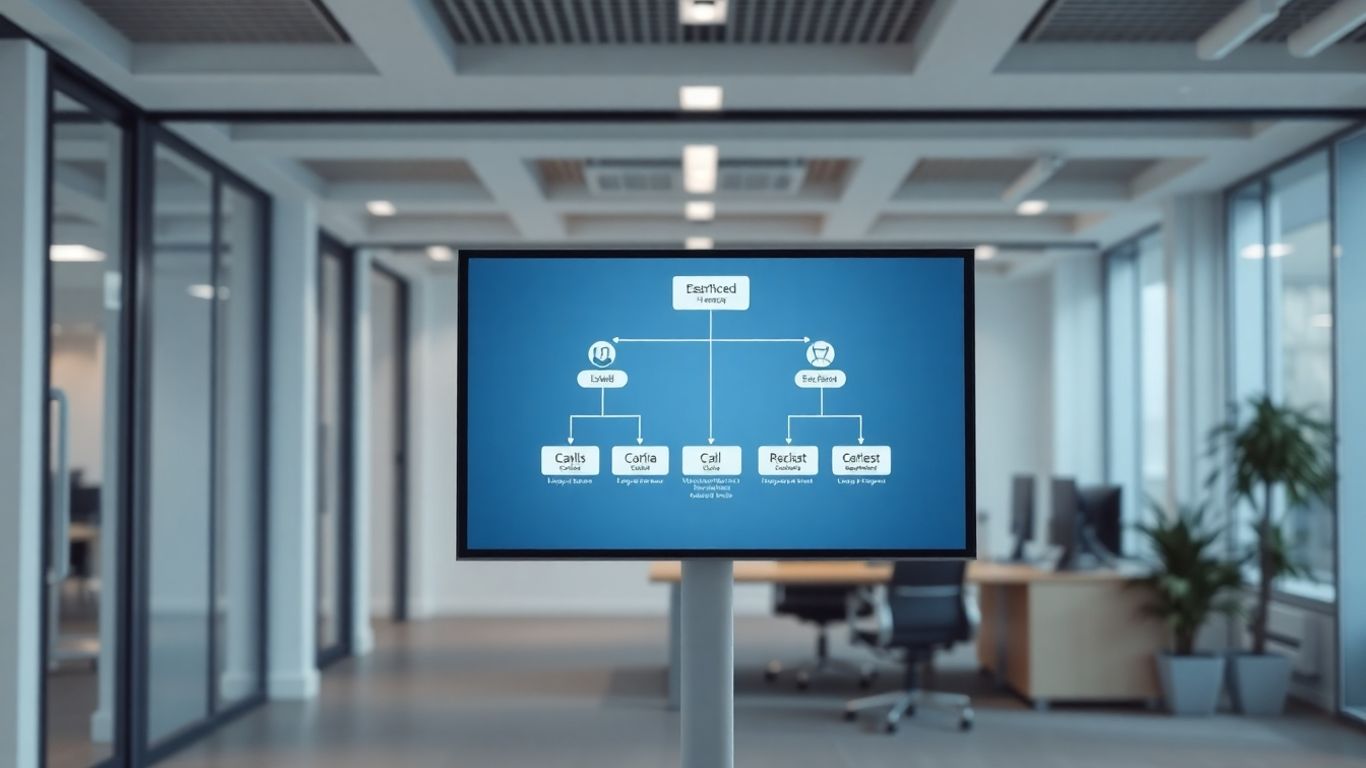 Diagram of a business call flow with branching options.