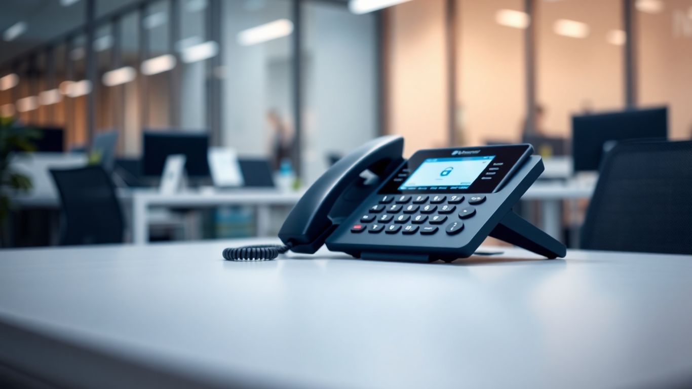 Business phone with customizable greeting options.