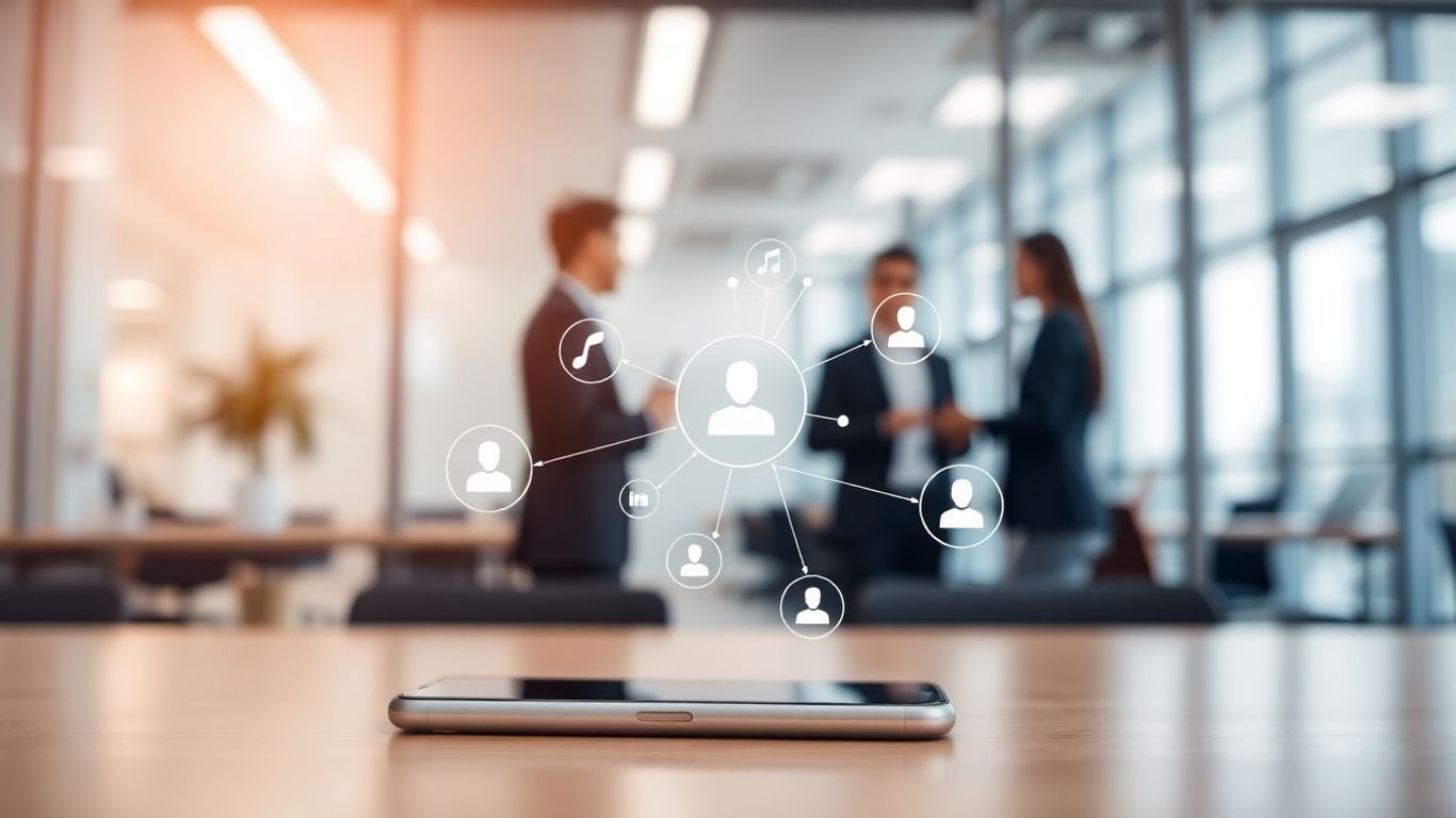 Business communication app on a smartphone.