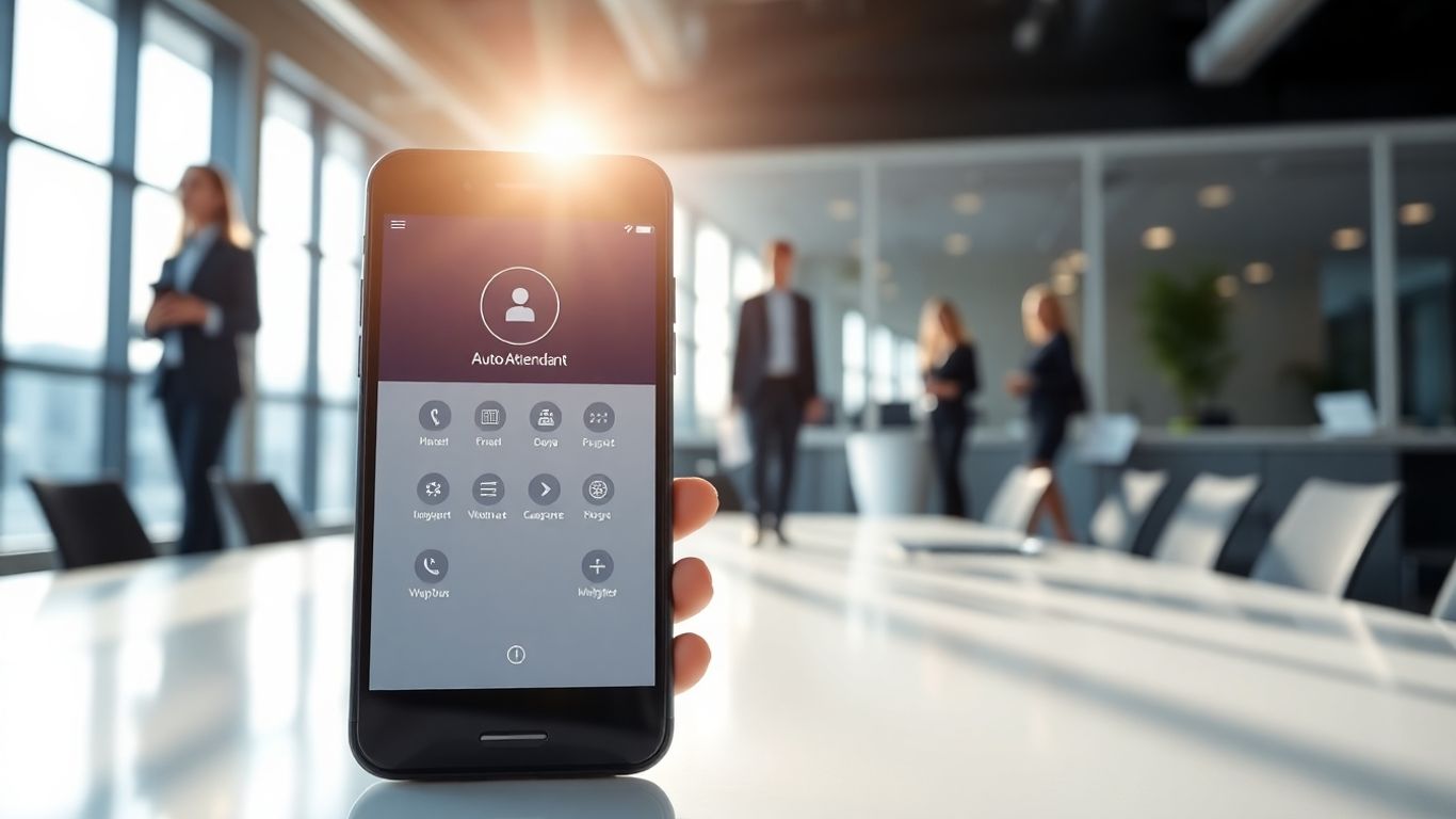 Smartphone auto attendant app interface for business communication