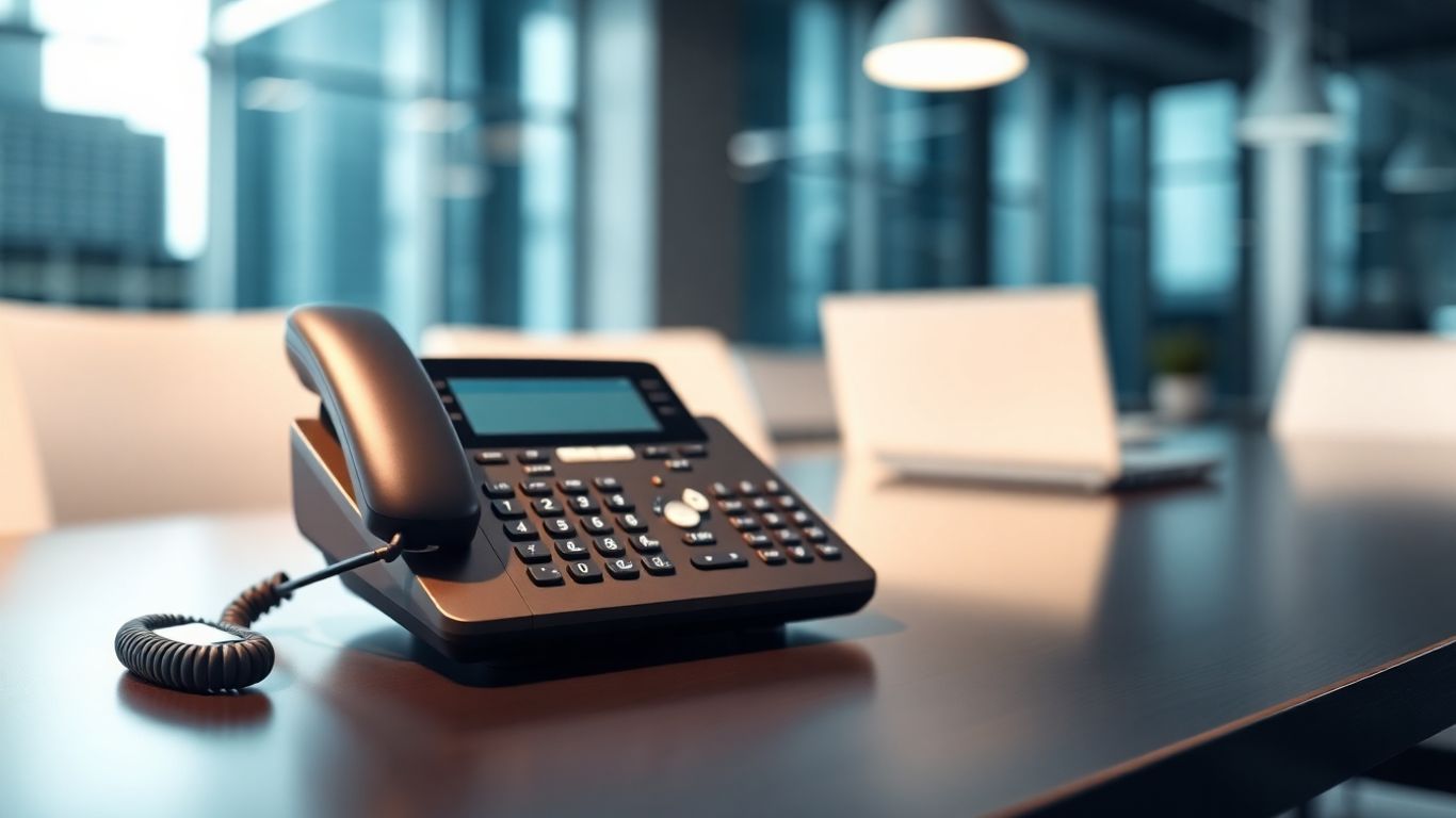Cloud auto attendant phone system on a desk