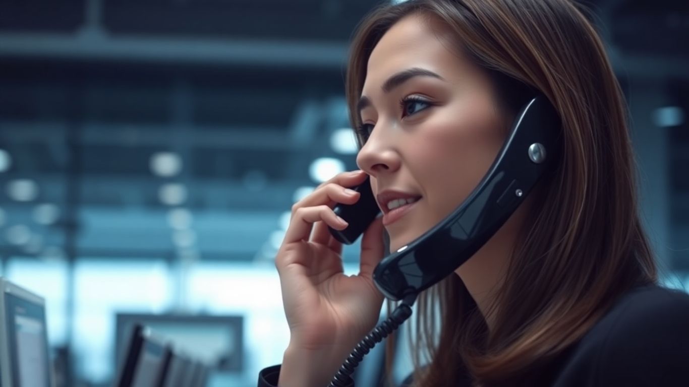 Person using a modern phone for auto attendant system.