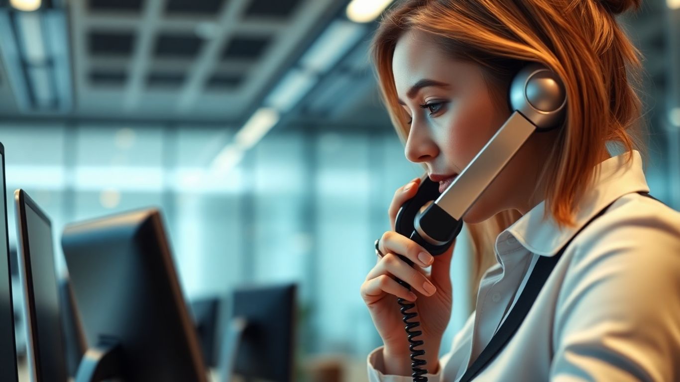 Person using a modern office phone system.