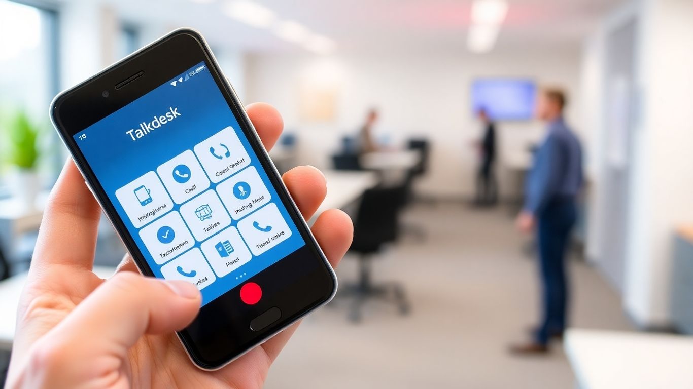Talkdesk app on a smartphone for call management