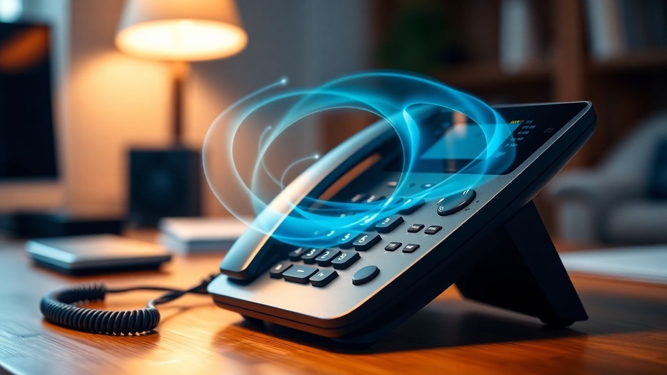 Home phone with a glowing, abstract digital aura.