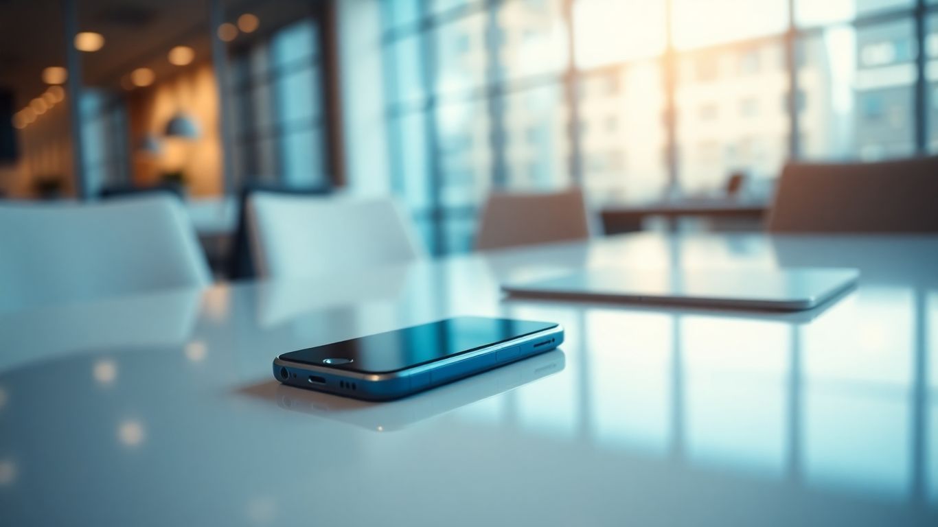 Business phone auto attendant software interface on a smartphone.