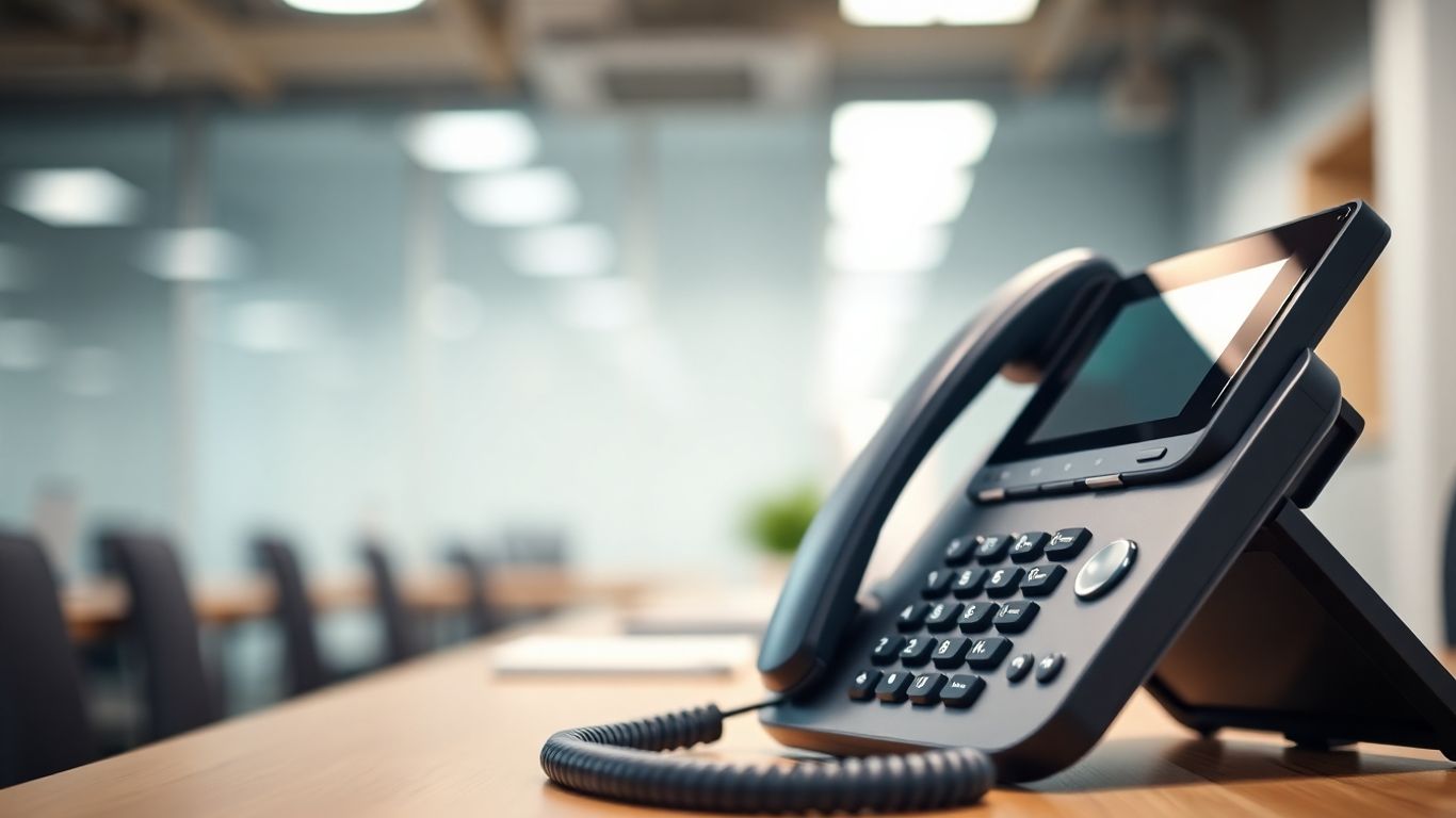 Allworx phone on an office desk