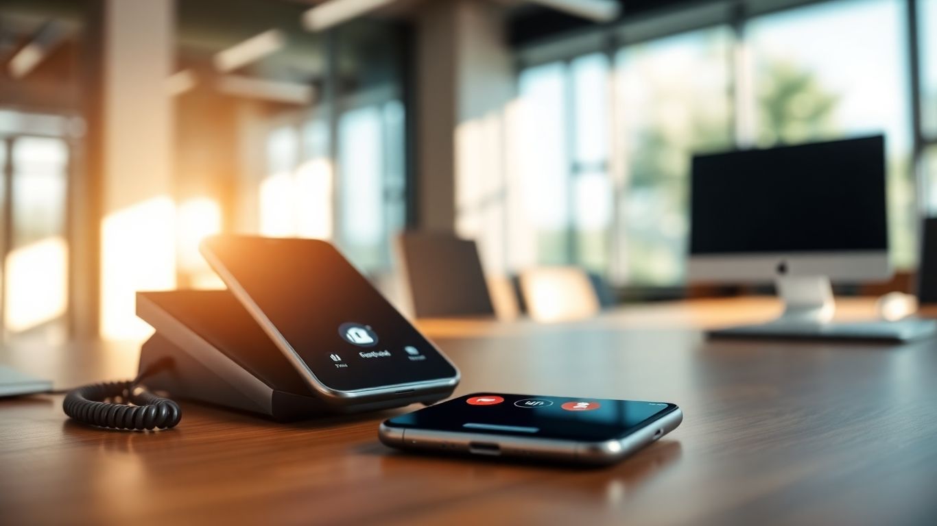 Business phone system auto attendant interface on smartphone.