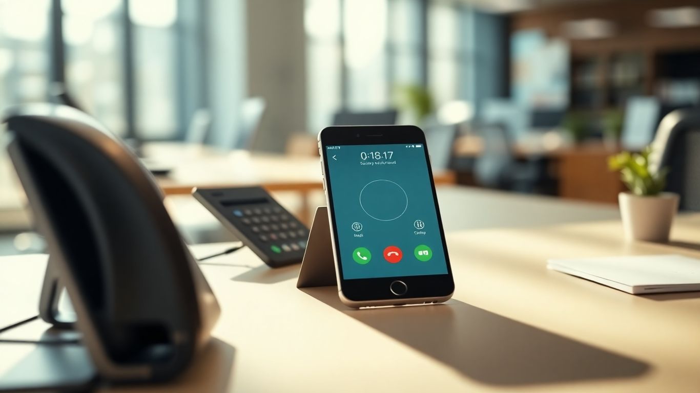 Small business phone system interface on a smartphone.