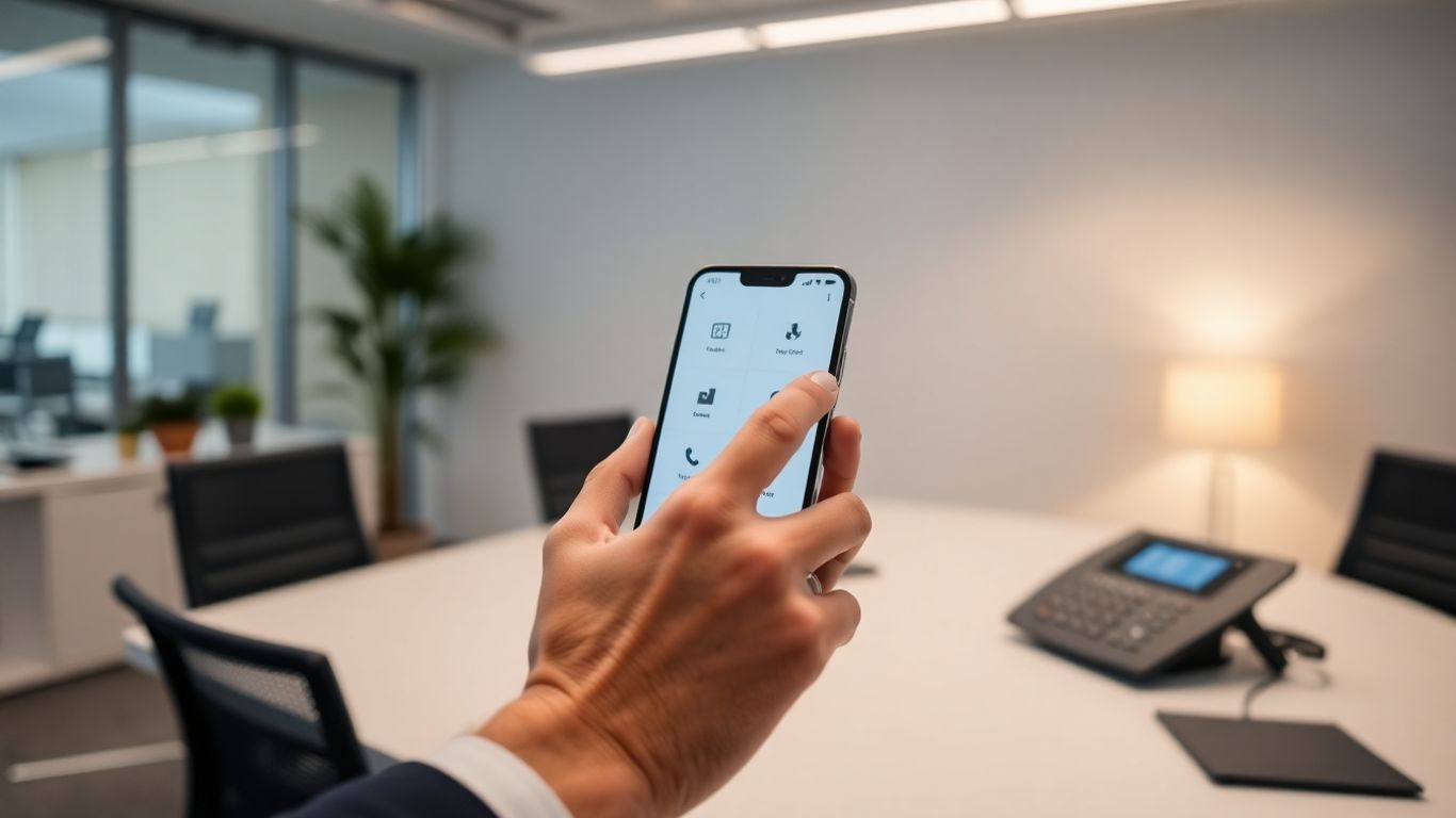 8x8 auto-attendant phone system interface on a smartphone.