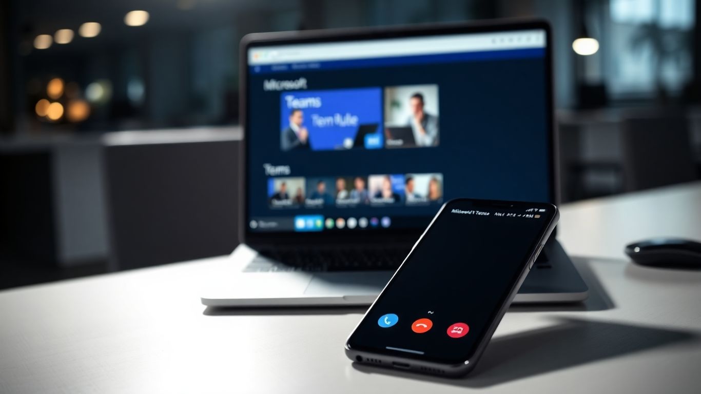 Microsoft Teams call forwarding to a cell phone on a desk.