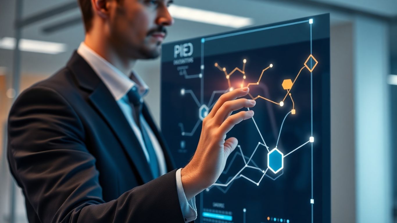 Office worker managing a digital phone system interface.