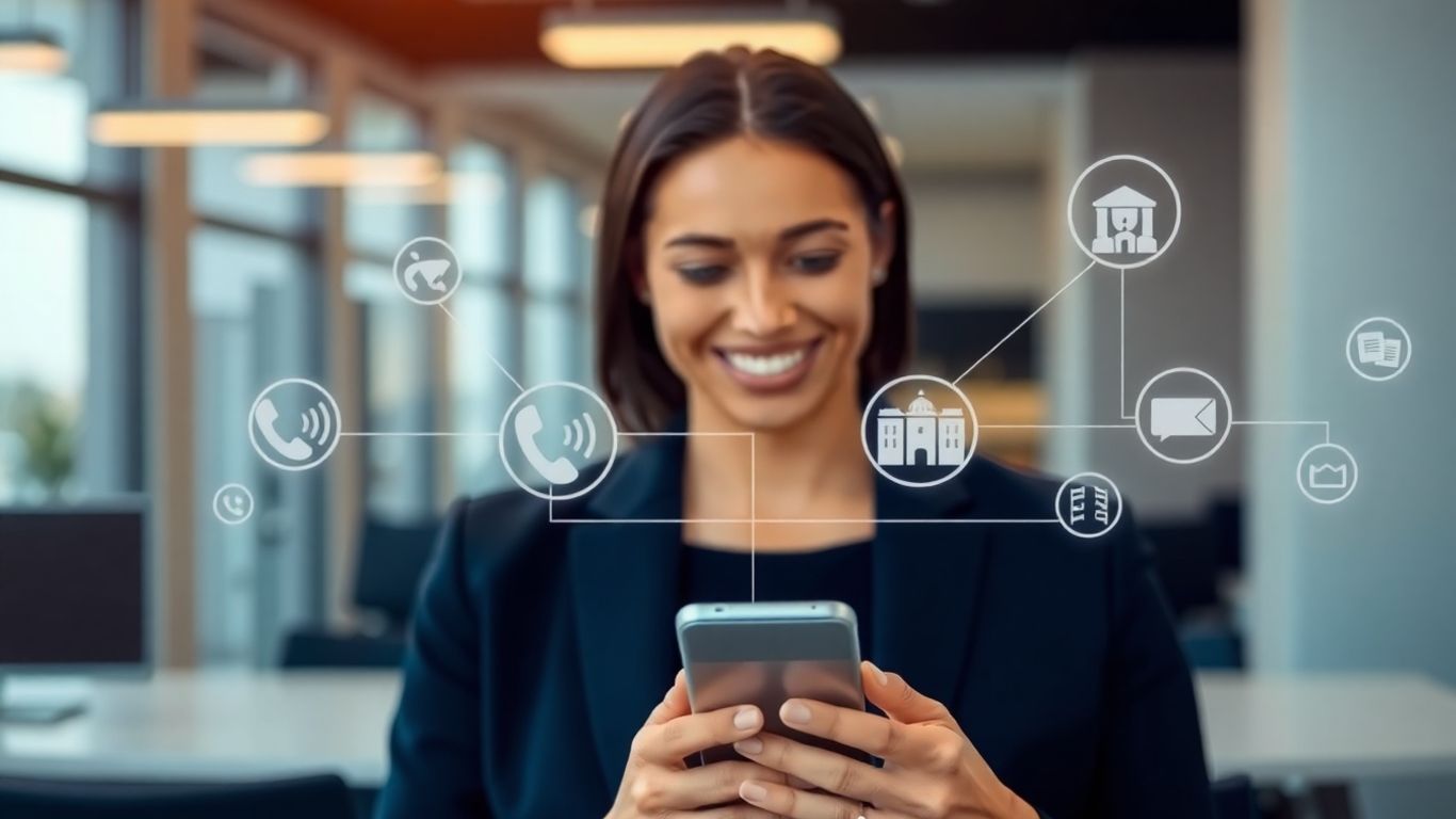 Business person using a smartphone for call management.