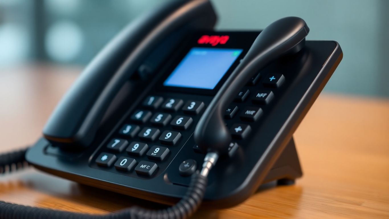 Avaya Partner phone system console with handset.