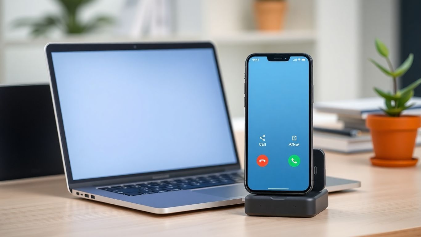 Grasshopper auto attendant phone system on a desk