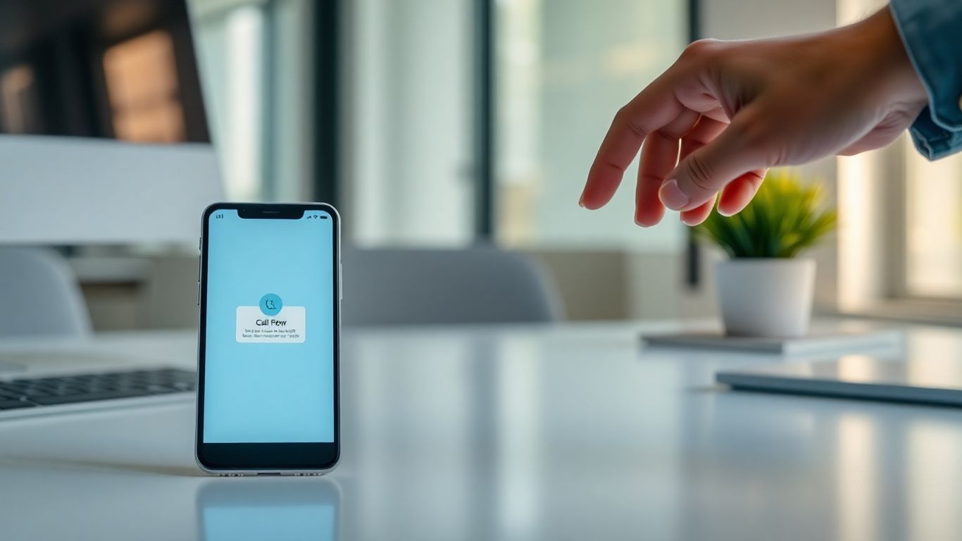 Phone tree auto attendant call flow diagram on smartphone.