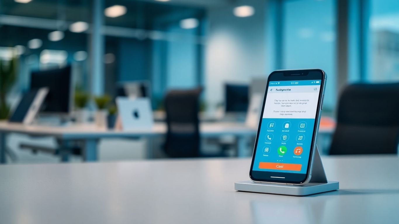8x8 auto attendant phone system interface on a smartphone.