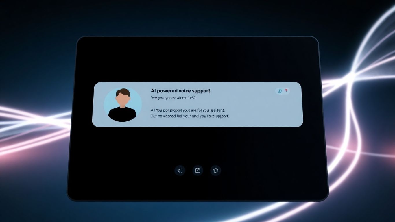 AI voicebot interface with futuristic design elements.