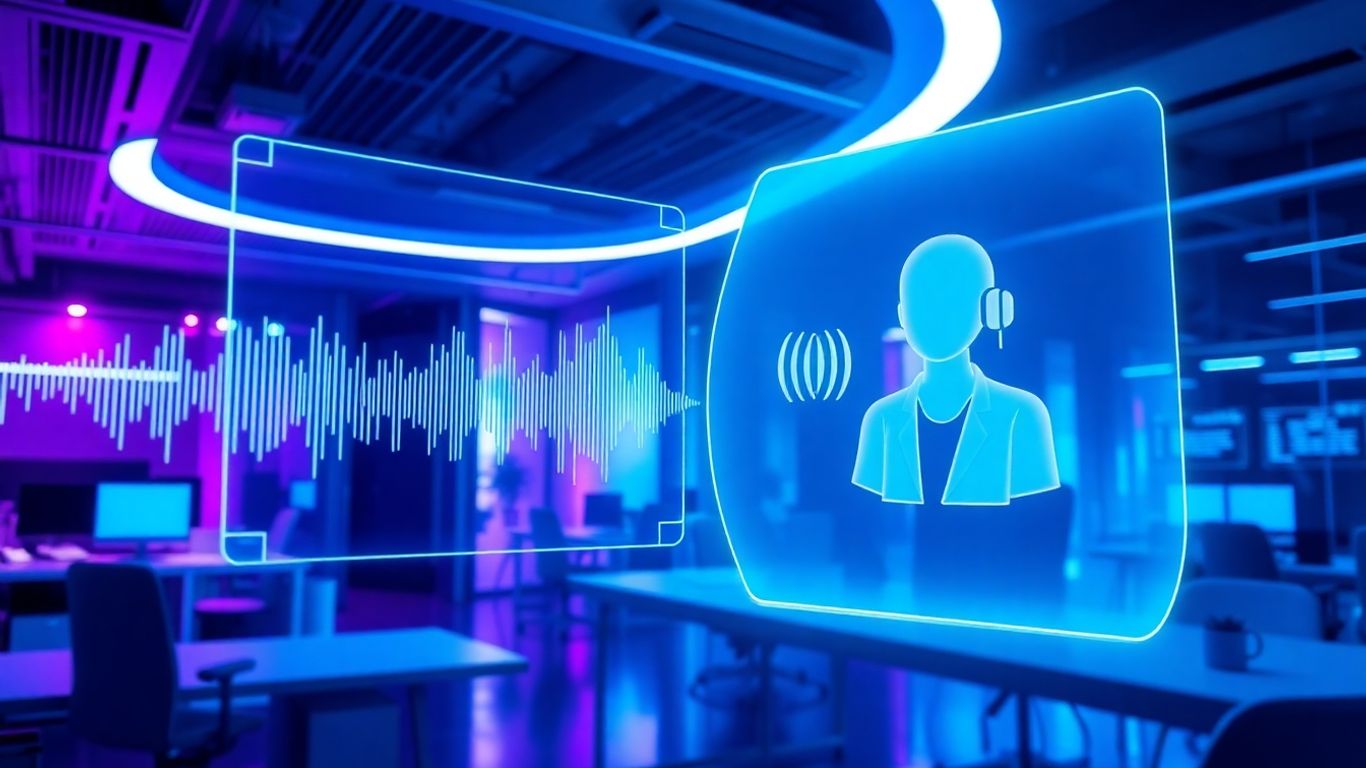 Fintech office with voicebot AI interface