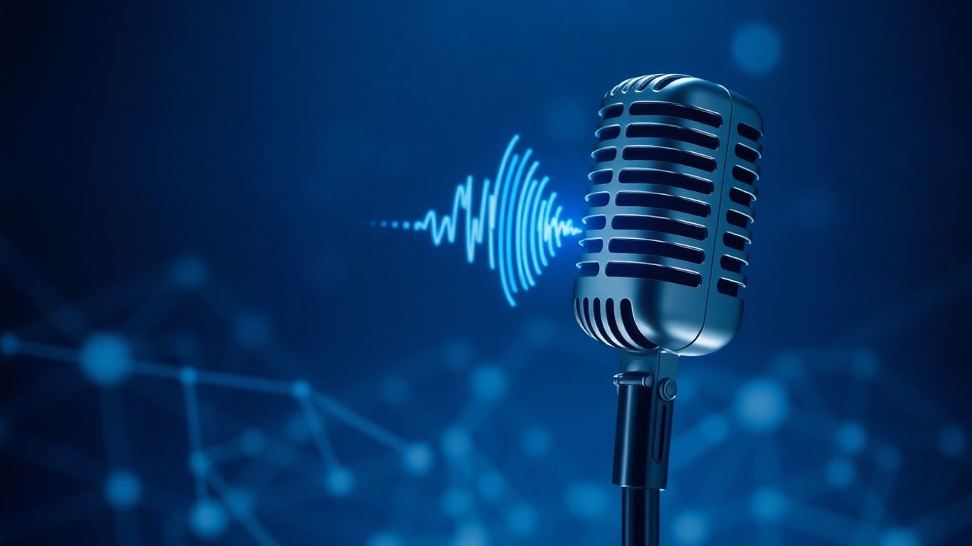 Futuristic voice wave and microphone