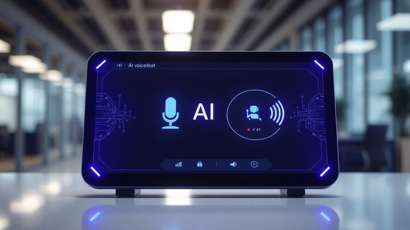 AI voicebot interface on a futuristic screen