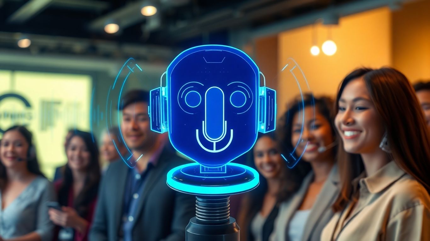 AI voicebot interface with happy customers