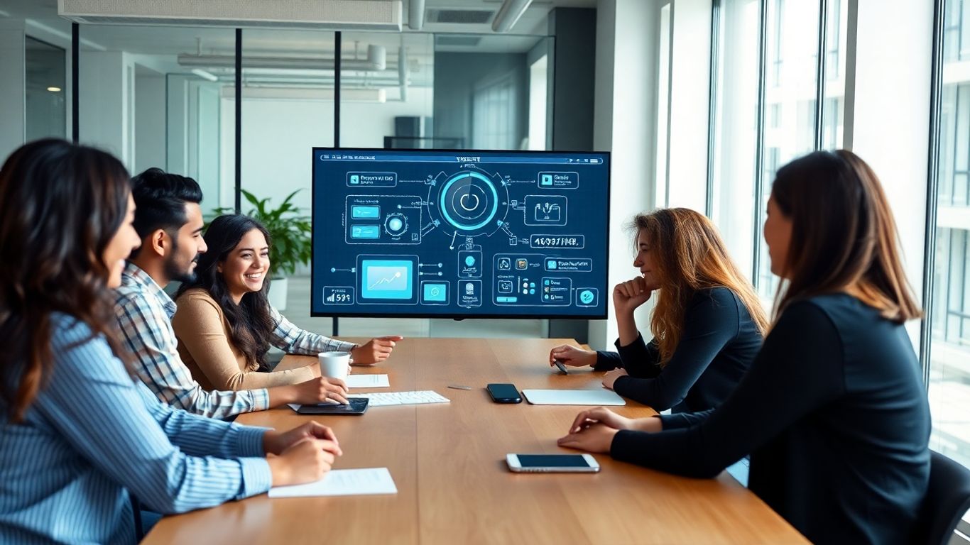 Gupshup AI voicebot technology in a modern office.