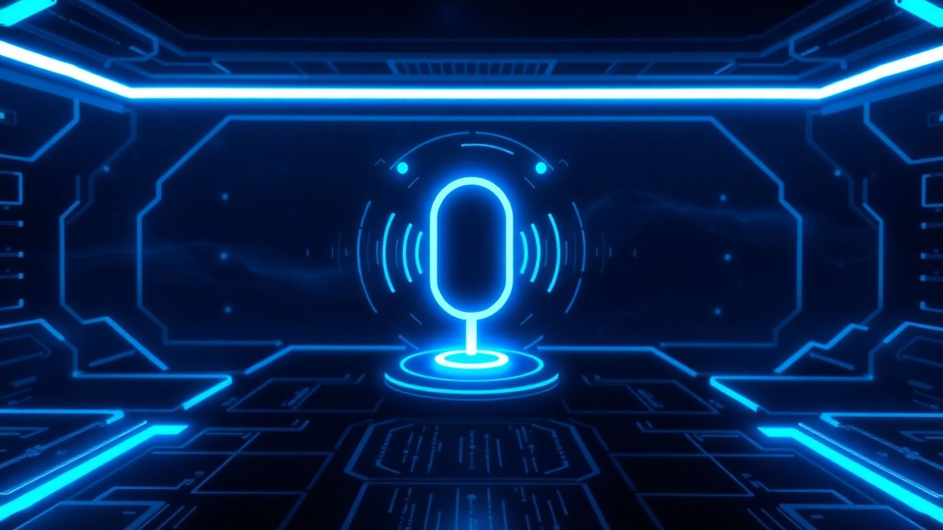Kore.ai AI voicebot interface with glowing blue accents.