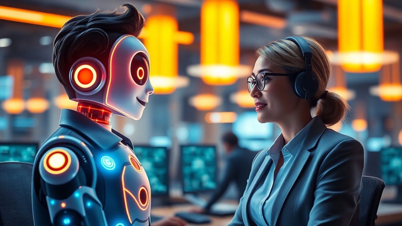 AI voicebot and human agent collaborating in a contact center.