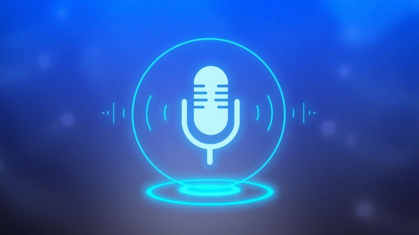 Futuristic AI voicebot interface with glowing blue accents.