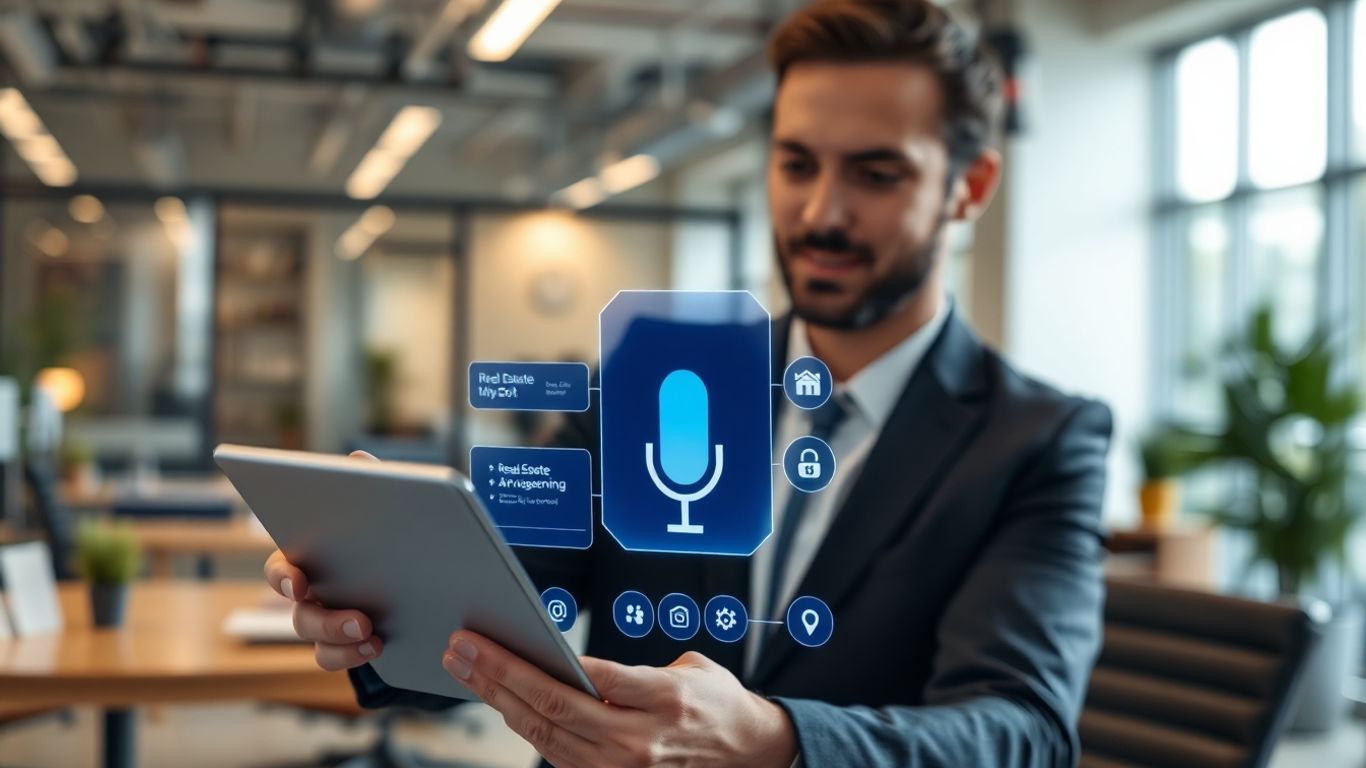 Real estate agent using AI voicebot for business.