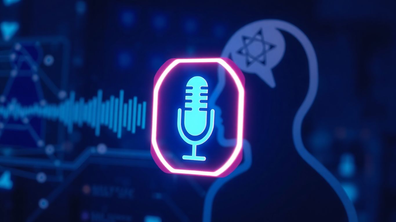 AI messenger voicebot interface with sound waves.