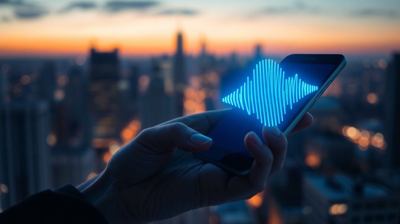 Futuristic voice wave from smartphone
