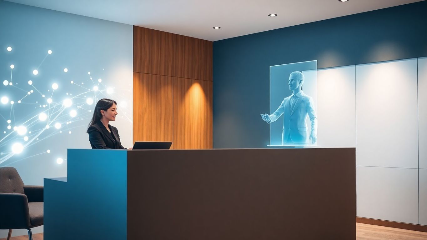 Law office automation with AI and holographic client interaction.