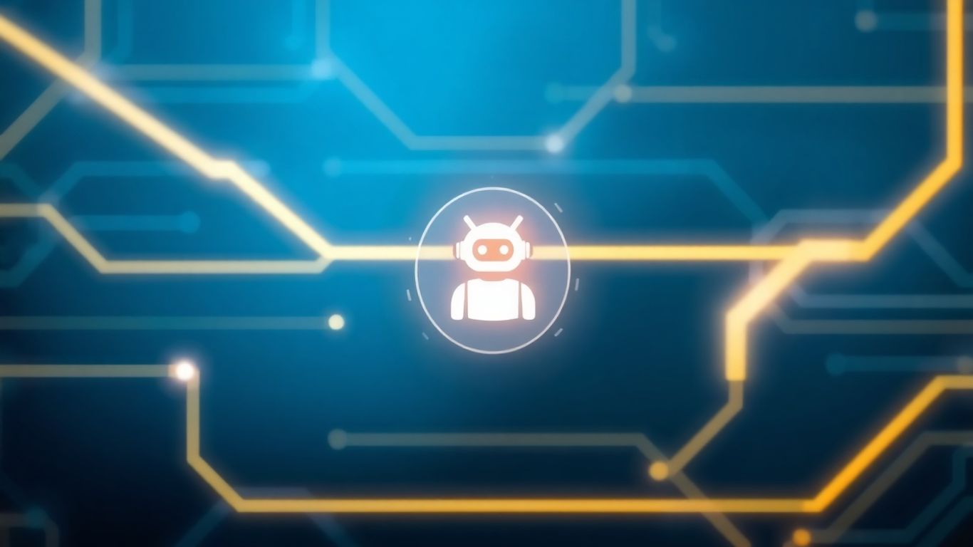 Futuristic AI chatbot interface with glowing elements.