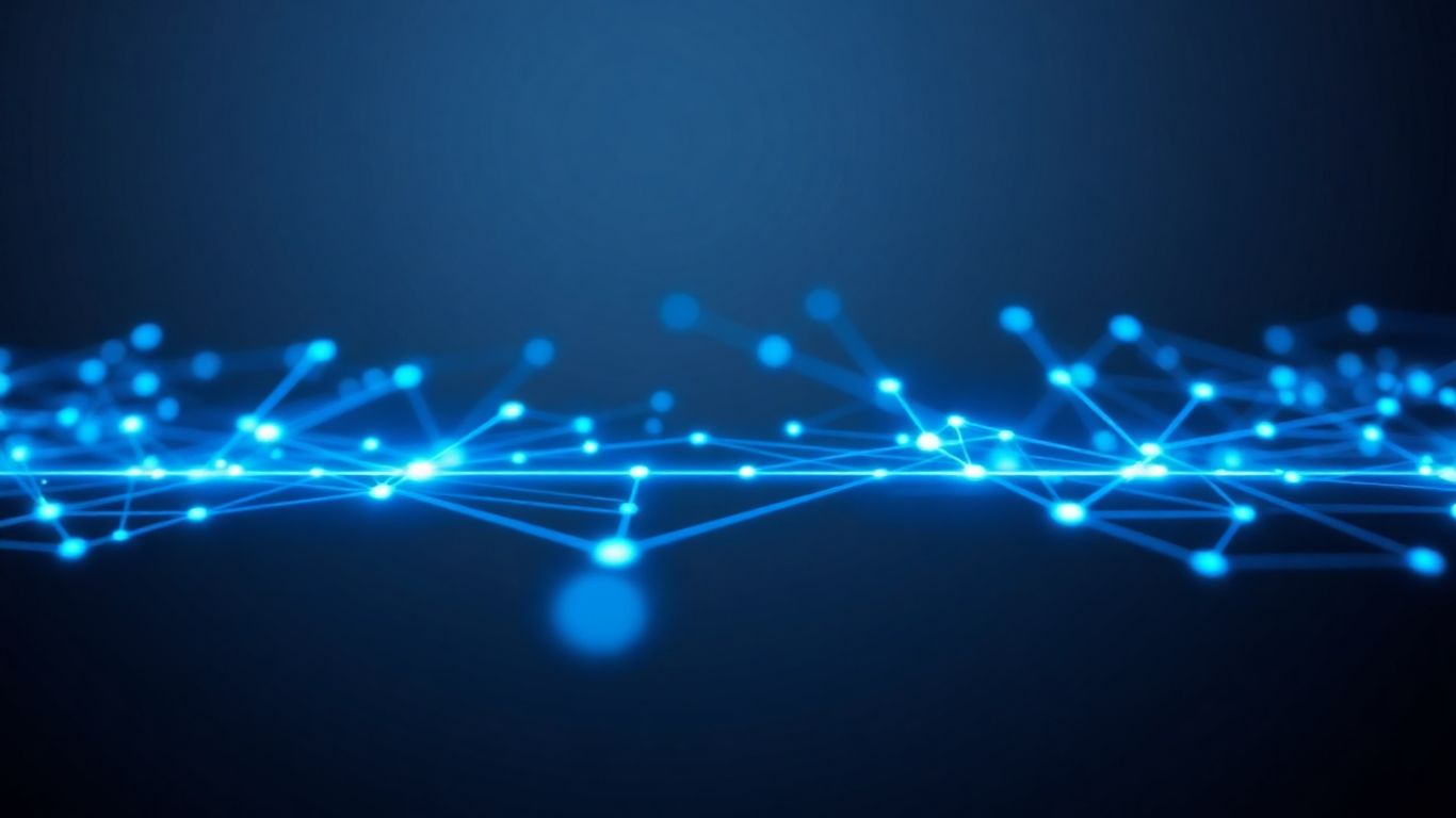 AI chatbot interface with glowing lines and nodes.