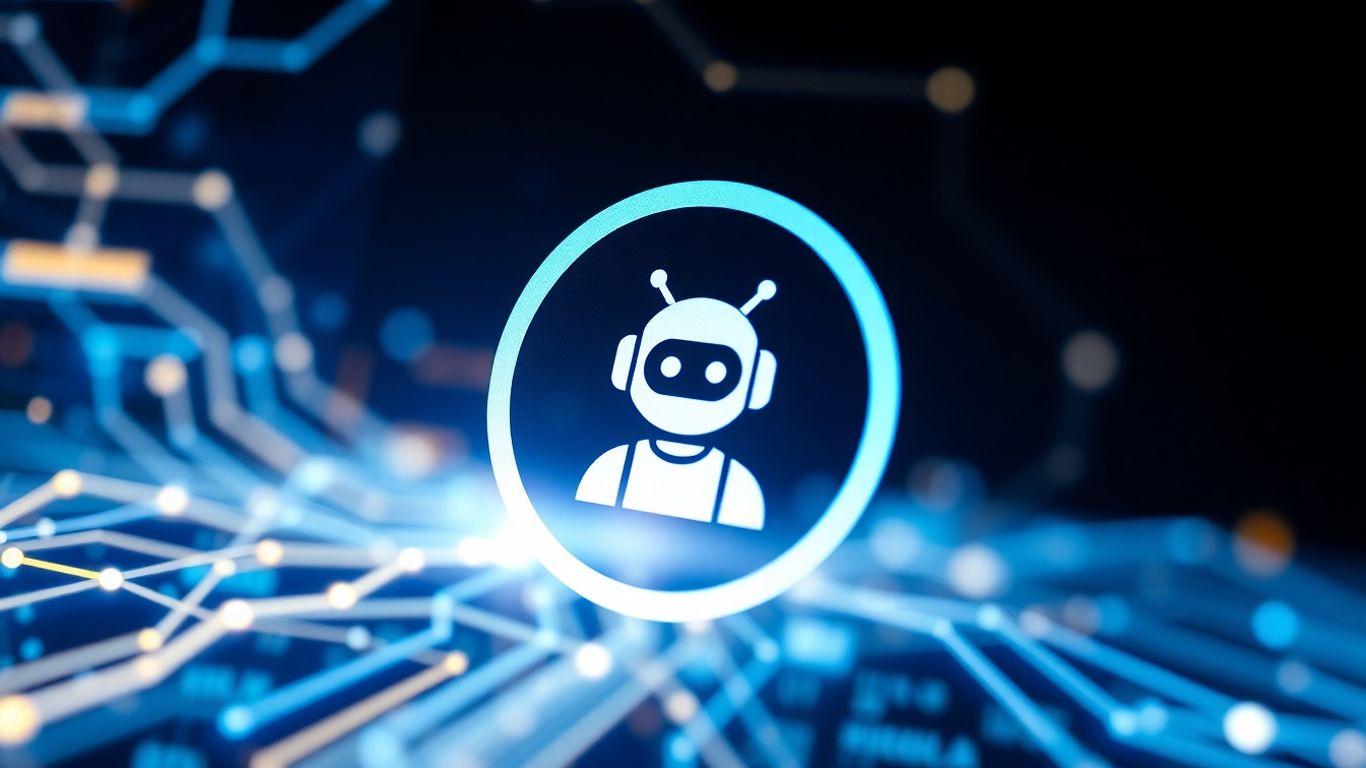 AI chatbot interface with glowing code background