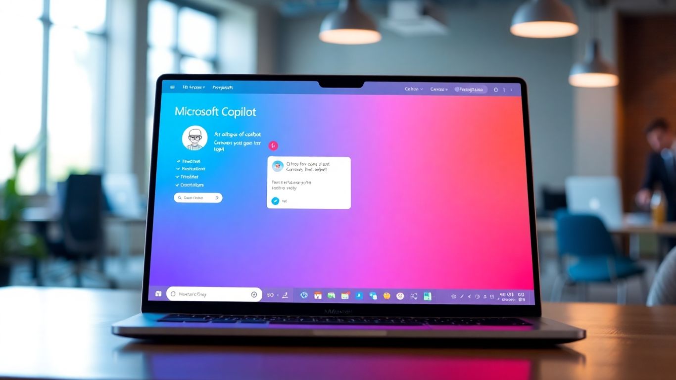 Microsoft Copilot AI chatbot on a laptop screen.