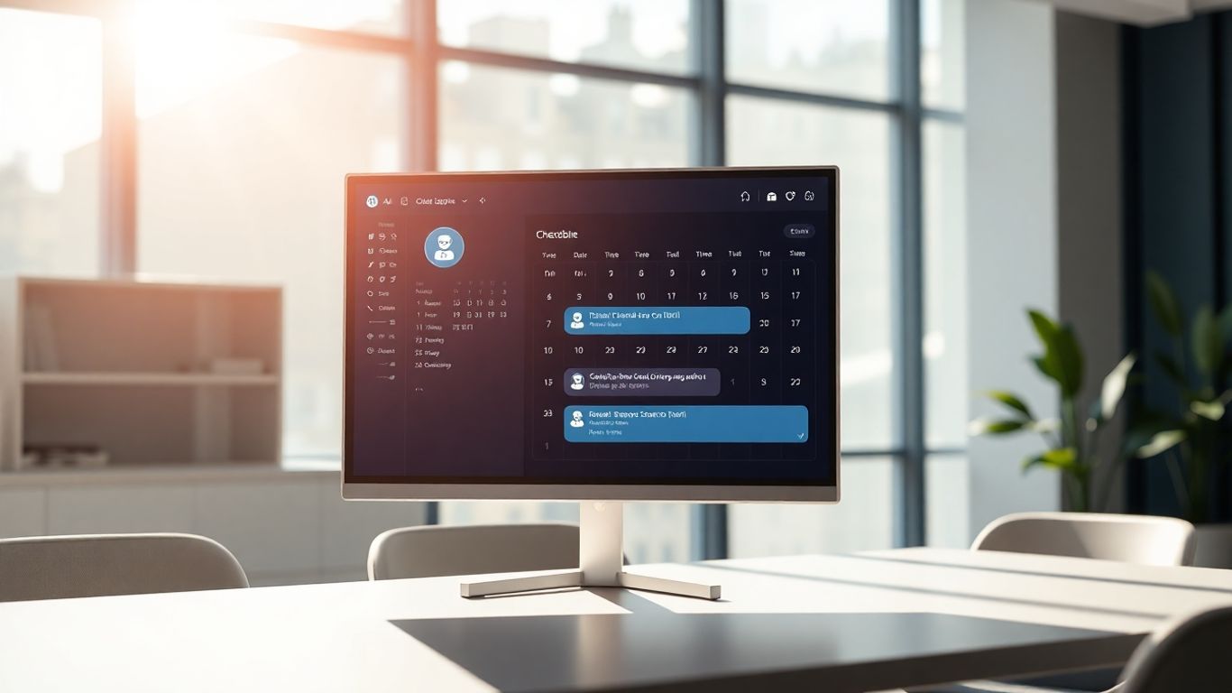 AI chatbot managing active scheduling and time controls on a screen.