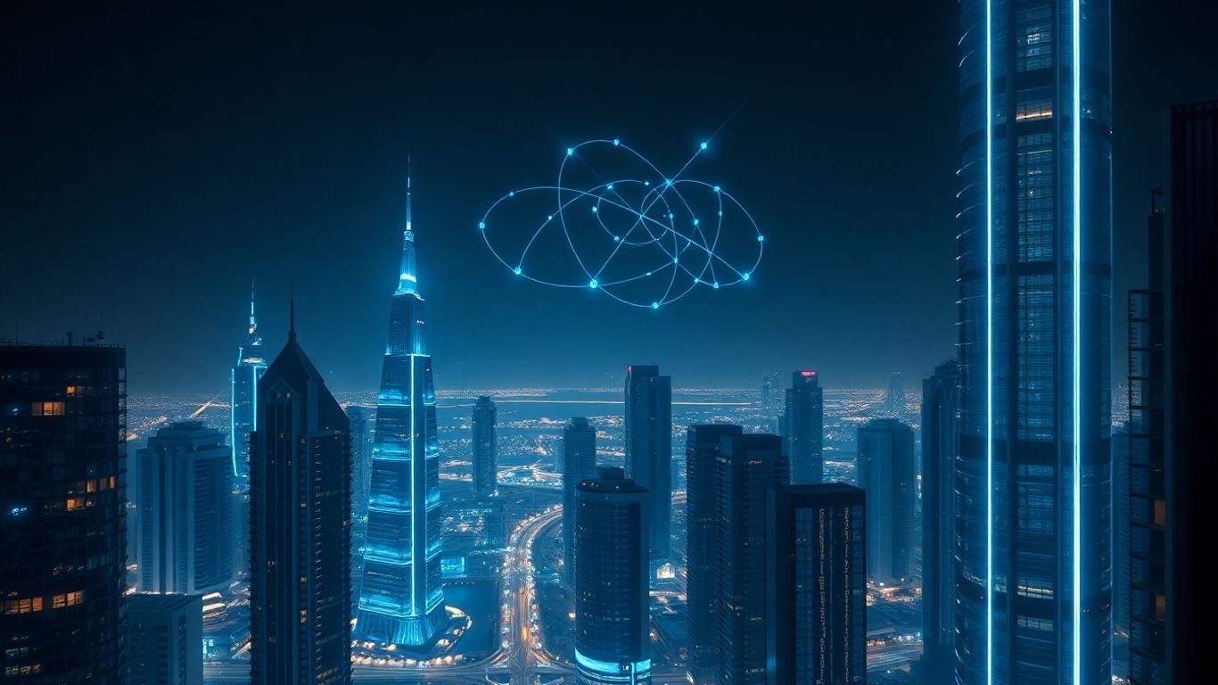 Dubai cityscape with AI interface