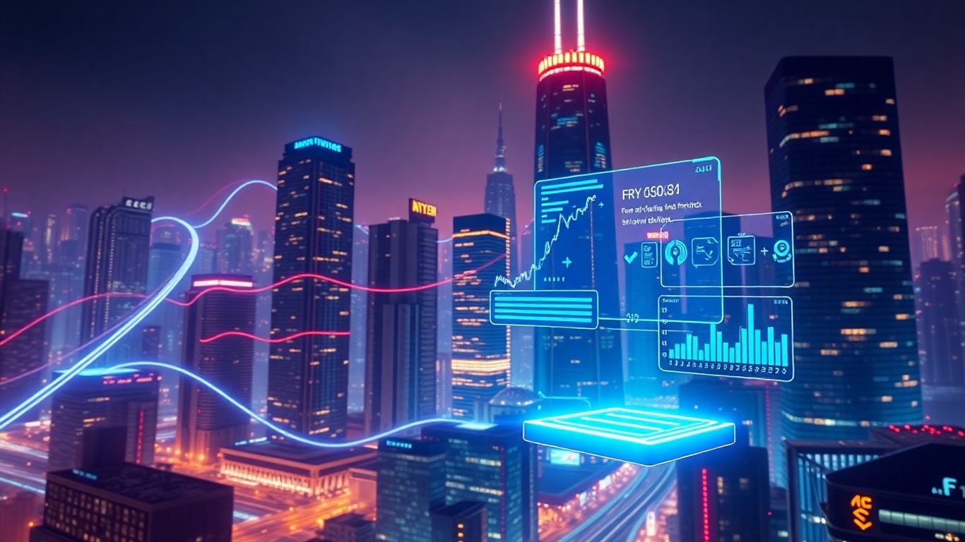 AI chatbot revolutionizing financial services with futuristic technology.