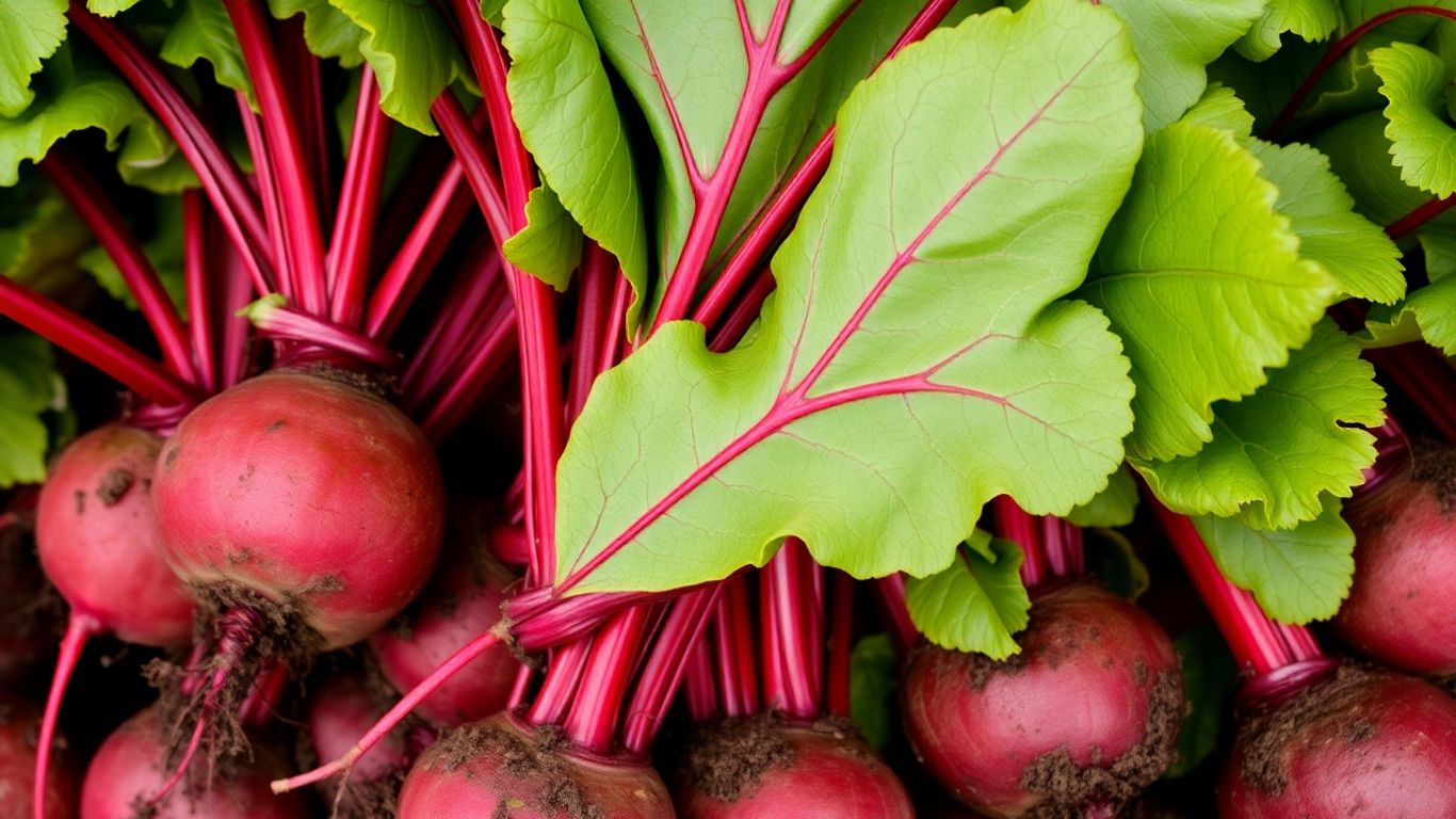 Fresh beetroots with green tops