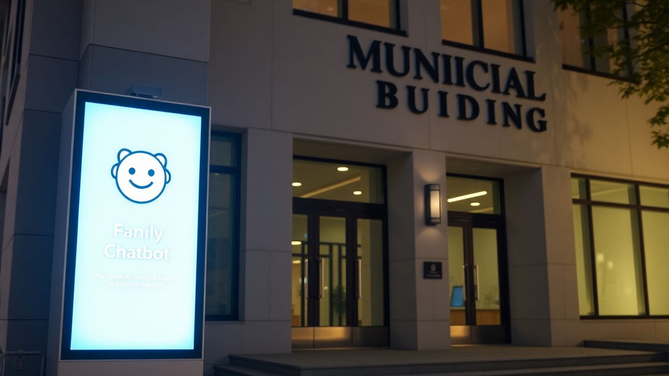 AI chatbot assisting citizens at a municipal service center.