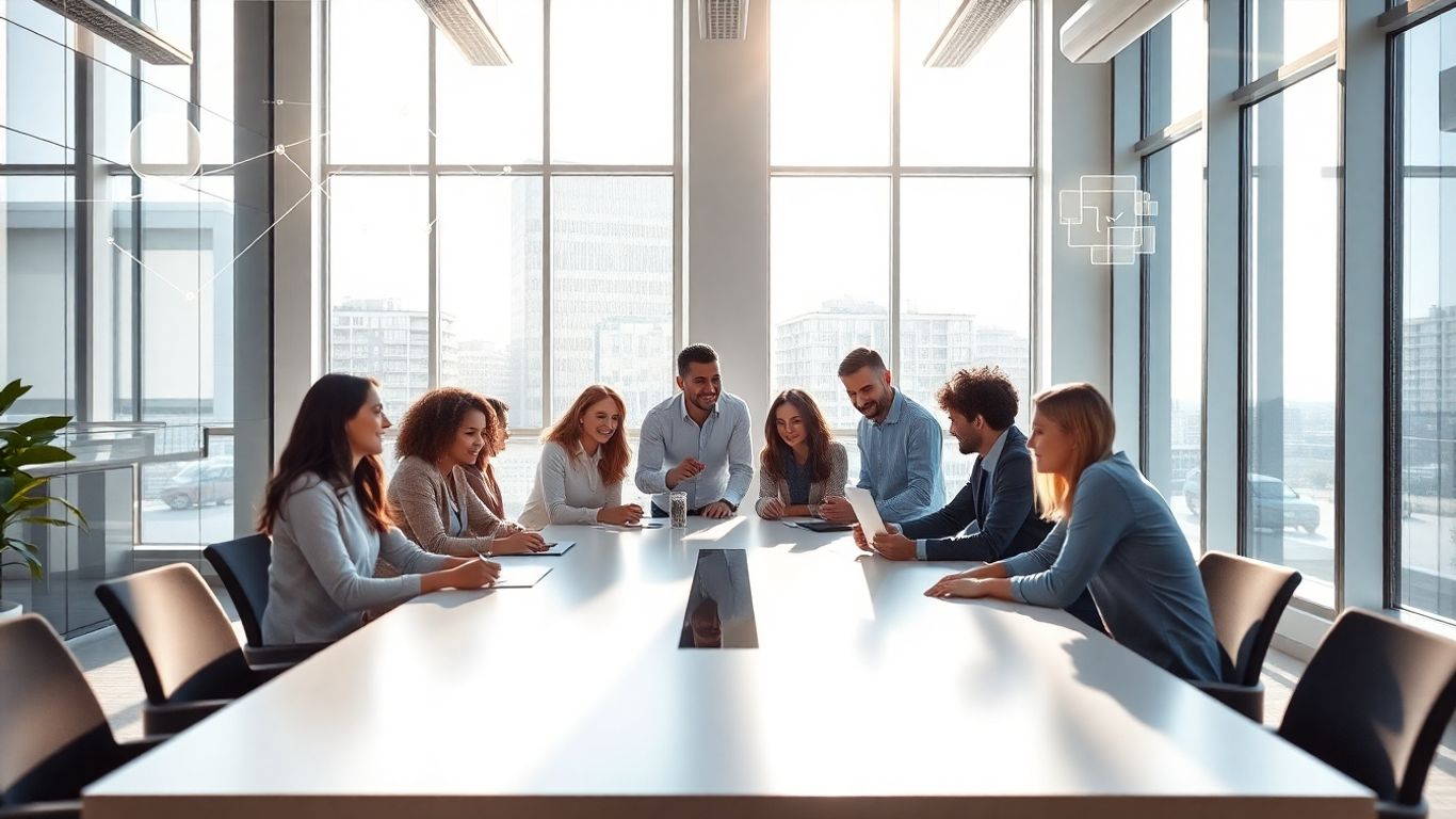 Team collaborating on AI chatbot development