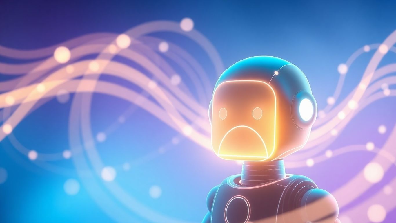 AI chatbot interface with digital streams and avatar.