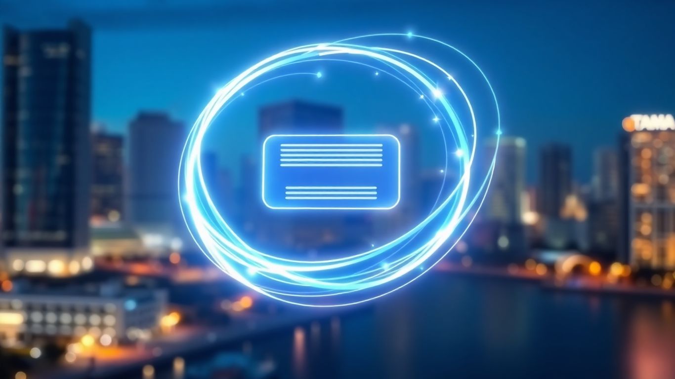 AI chatbot interface with Tampa cityscape background.