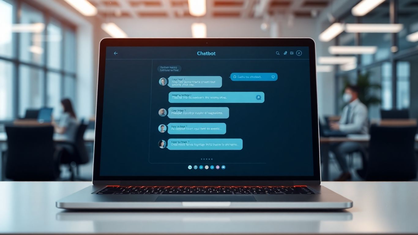 Botpress chatbot interface on a laptop screen.
