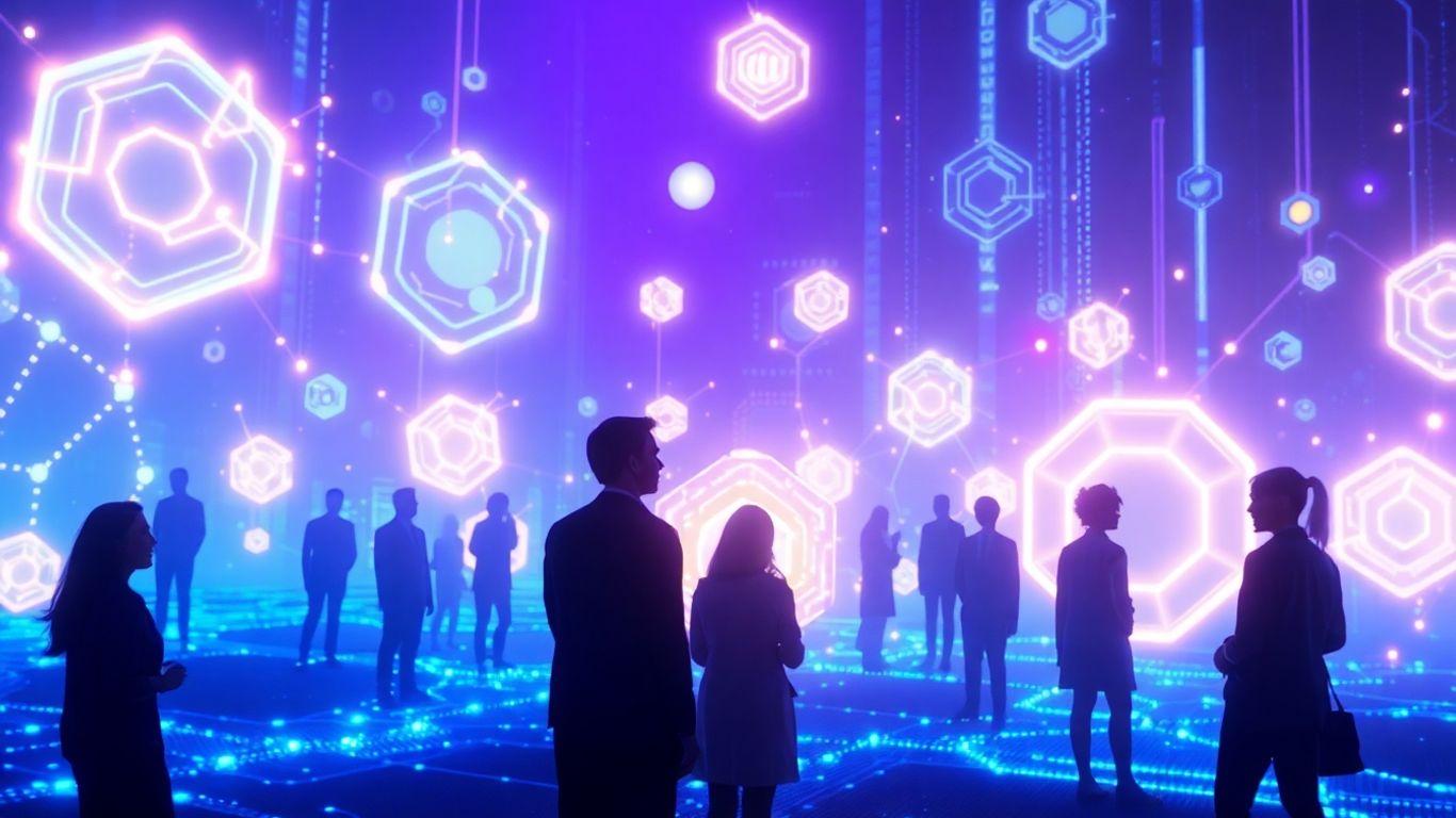 AI chatbots interacting with users in a futuristic setting.