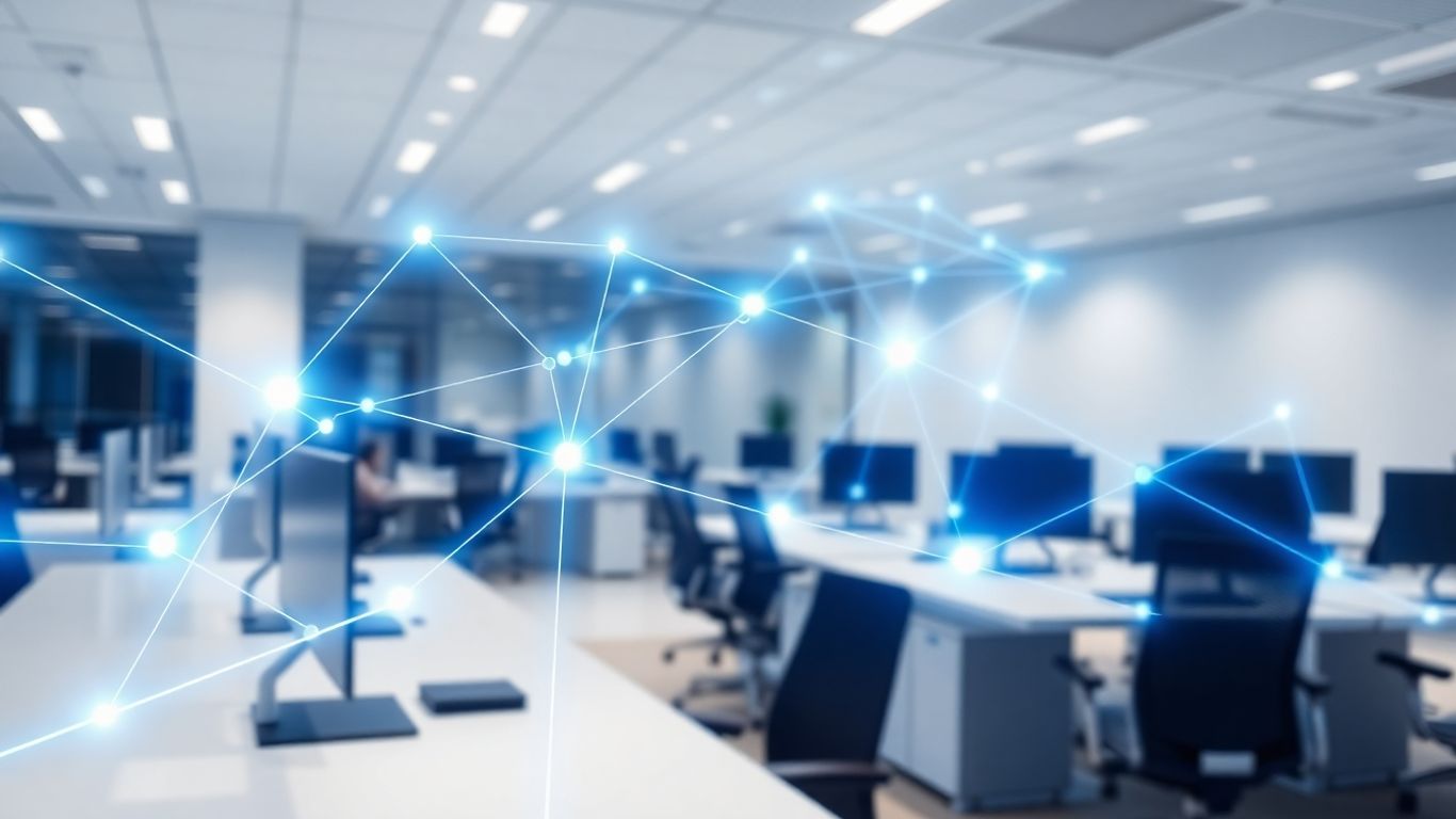 Boost.ai logo with abstract AI network.